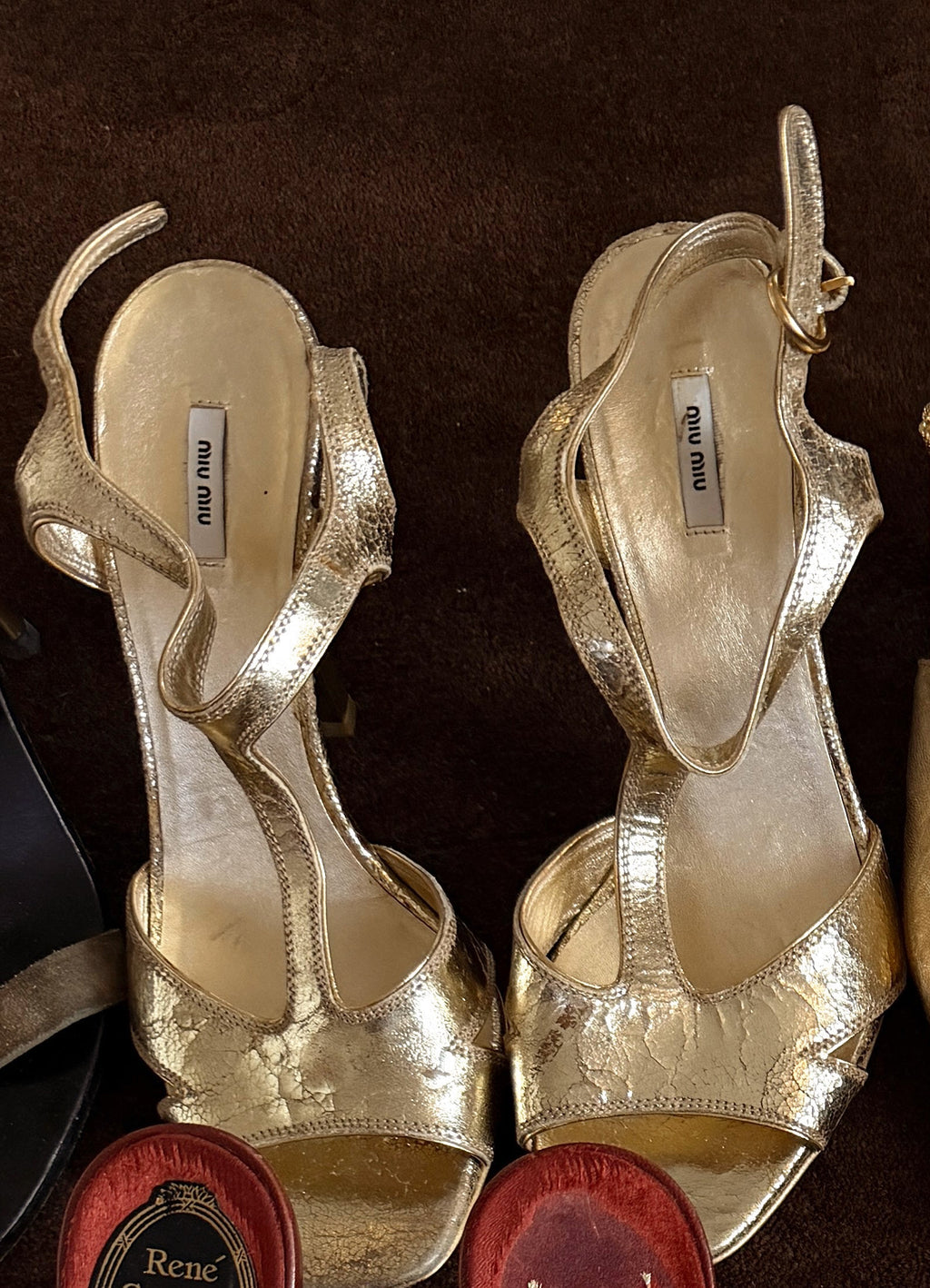 MIU MIU RARE GOLDEN HEELS, 37