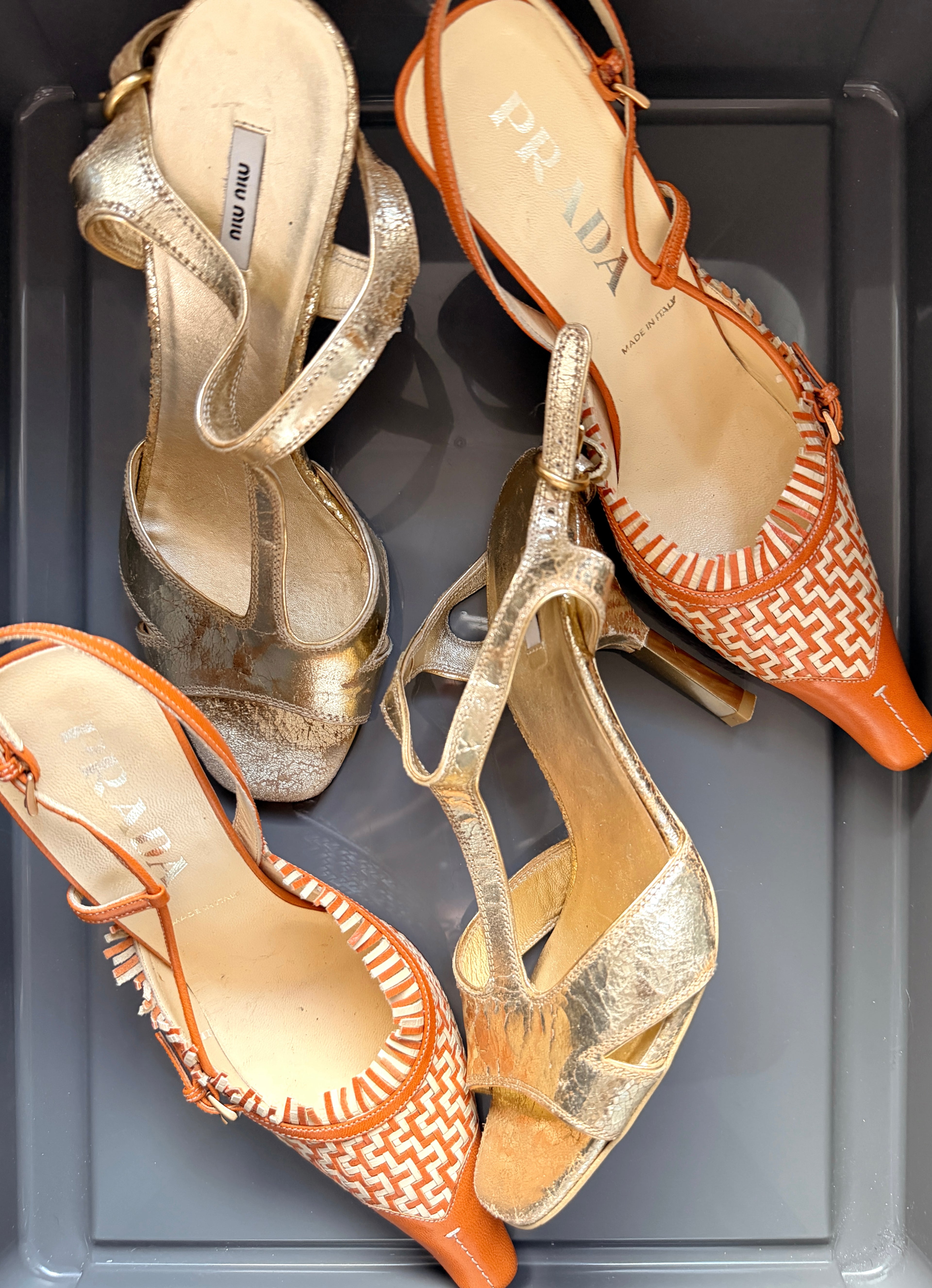 MIU MIU RARE GOLDEN HEELS, 37