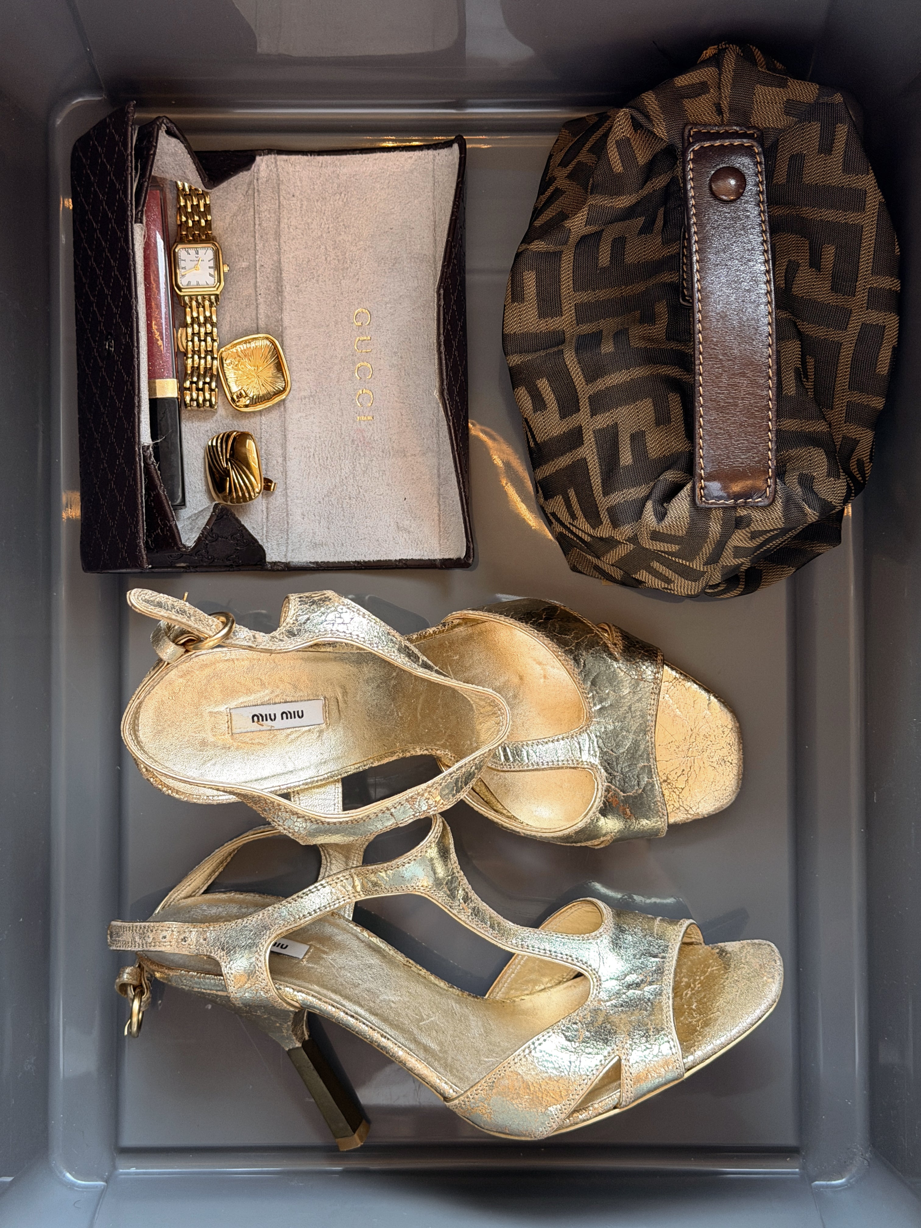 MIU MIU RARE GOLDEN HEELS, 37