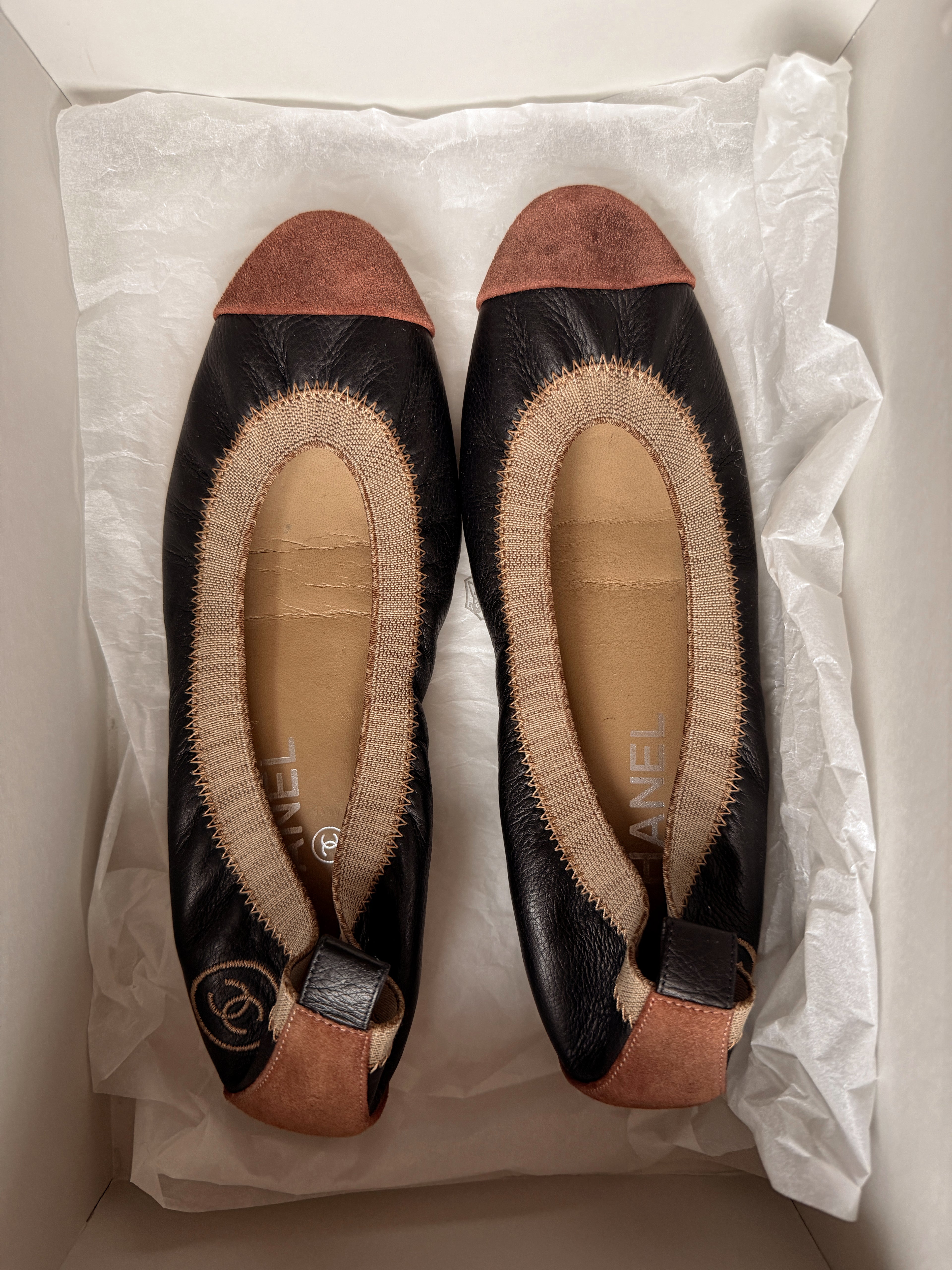 CHANEL BROWN FLATS, 36