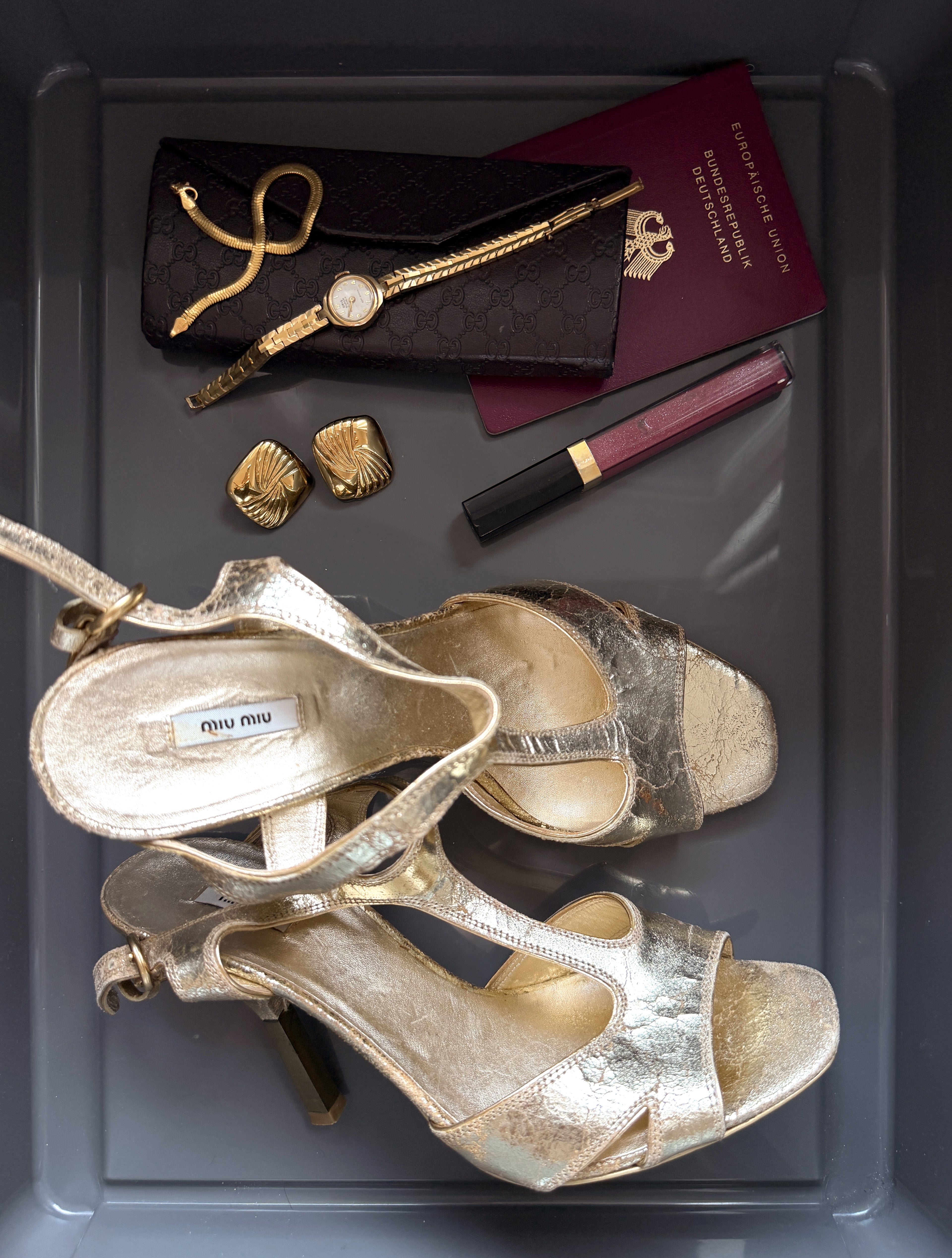 MIU MIU RARE GOLDEN HEELS, 37