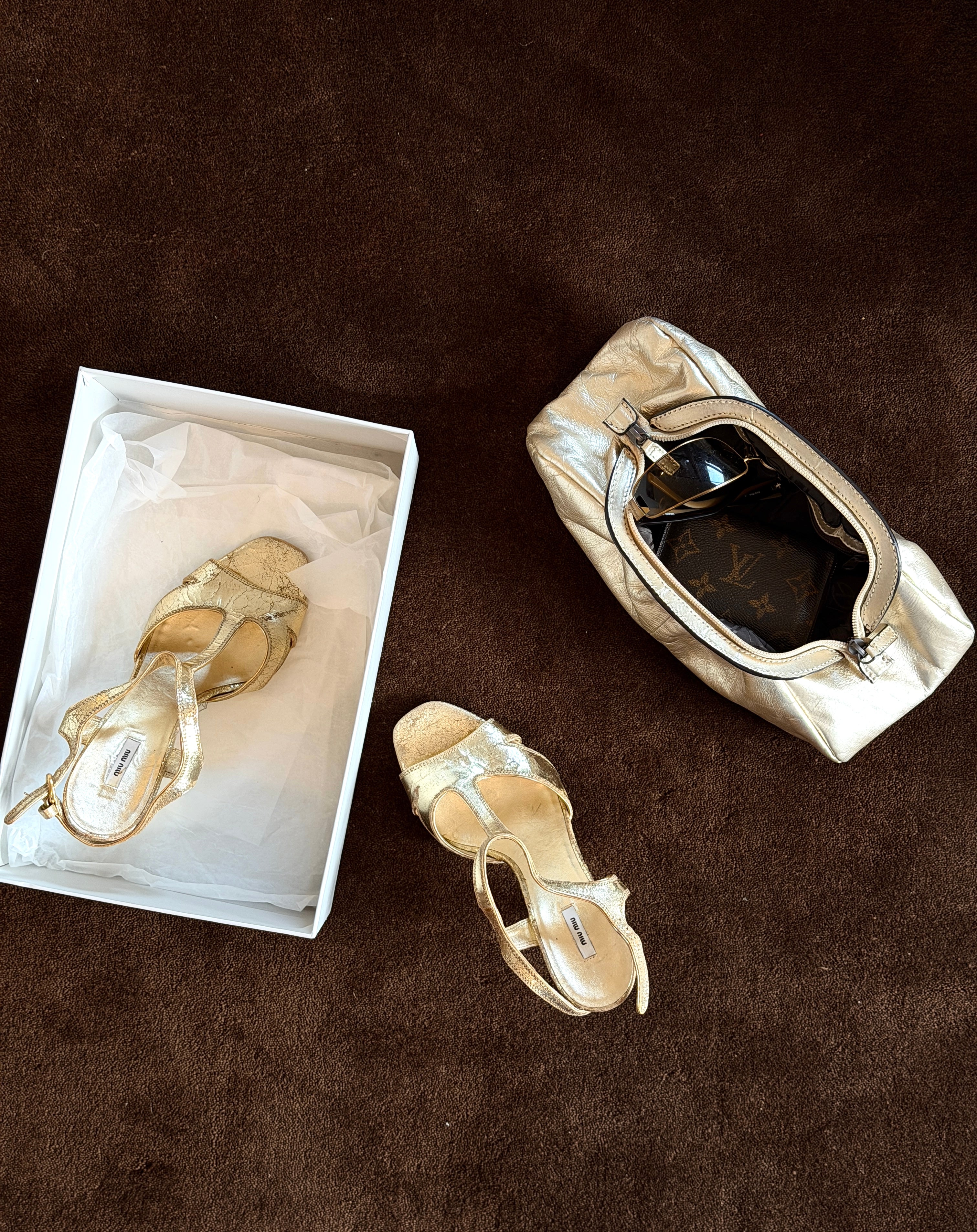 MIU MIU RARE GOLDEN HEELS, 37