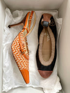 CHANEL BROWN FLATS, 36