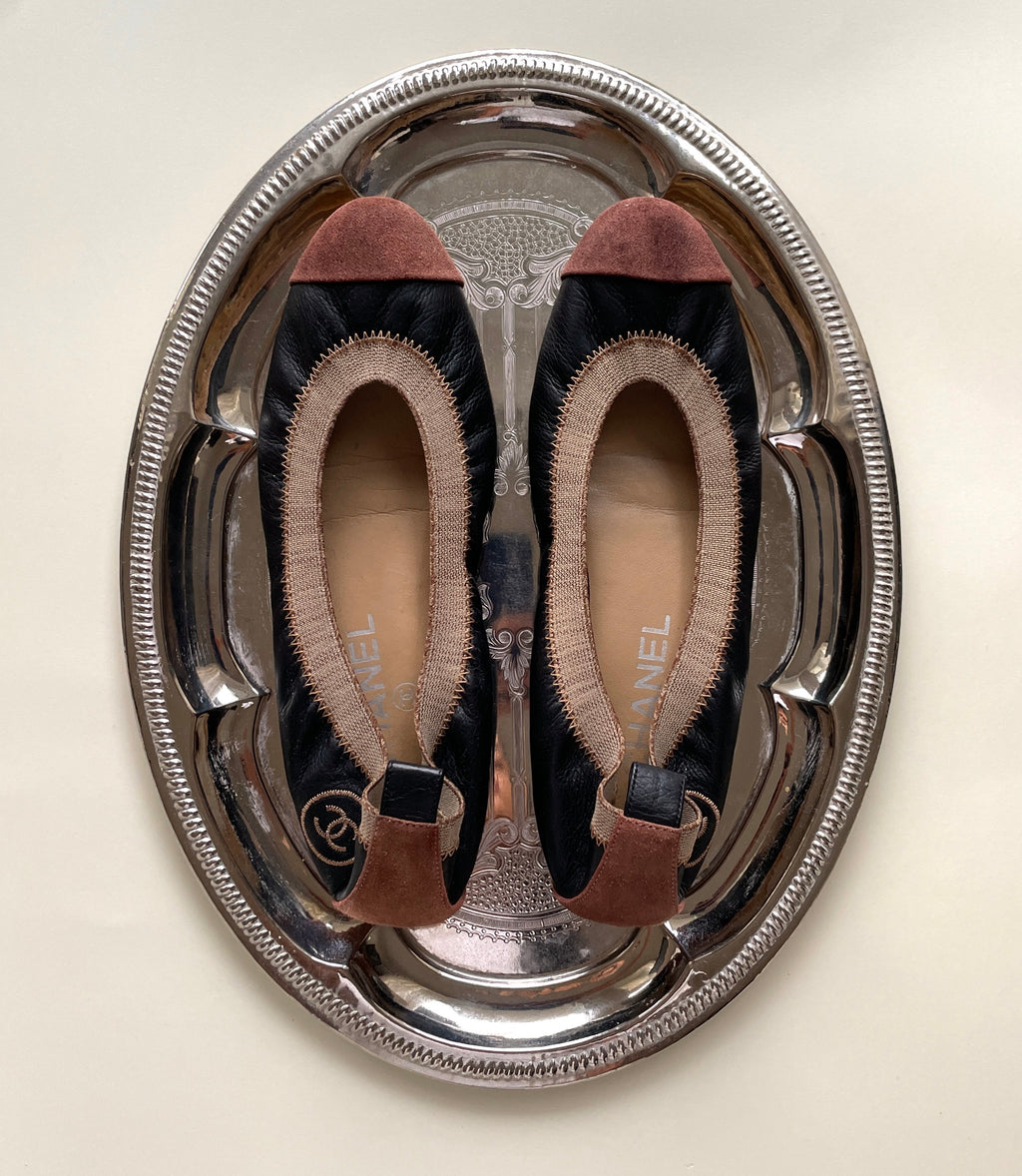 CHANEL BROWN FLATS, 36